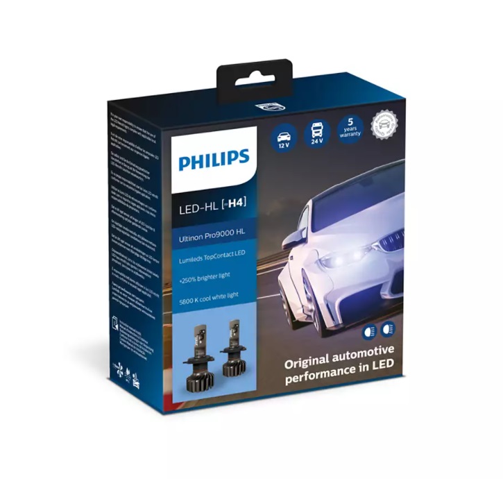Светодиодная автомобильная лампа PHILIPS Ultinon Pro9000 HL LED (H4, 11342U90CWX2)
