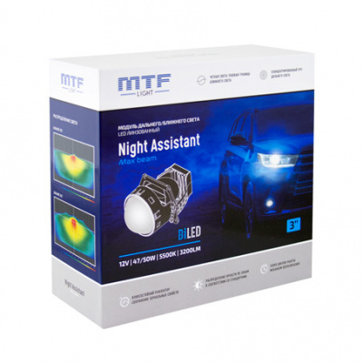 Купить Комплект би-светодиодных линз (BI-Led) MTF Light Night Assistant LED 3″ Max beam | Svetodiod96.ru