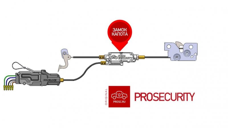 Замок капота электромеханический Prosecurity HL PLV электромеханический, в "разрыв штатного троса"