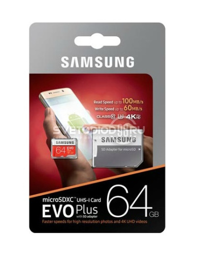 Карта памяти Samsung EVO PLUS microSDHC 100Mb/s UHS-I 64 Гб в Казани - 0
