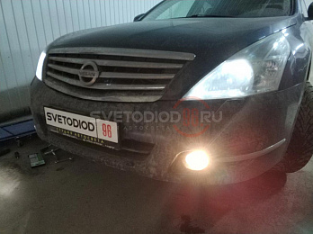 Установка светодиодных противотуманных фар Nissan Teana 2