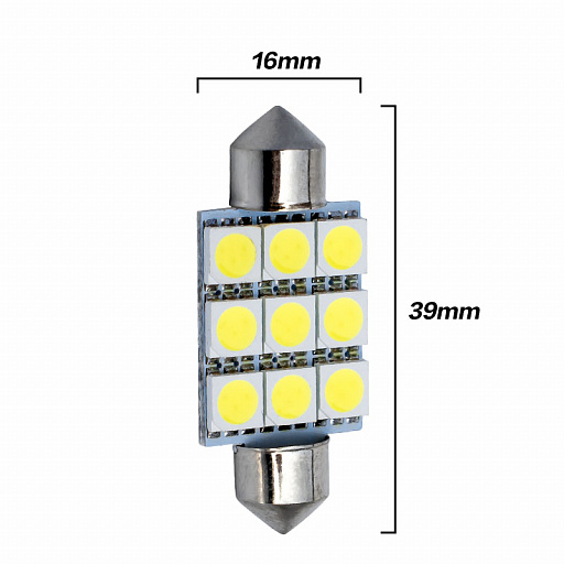 Светодиодная лампа C5W 9 LED 5050 39mm (Синий) - 1