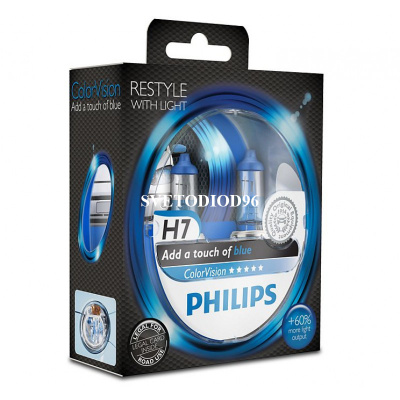 Купить PHILIPS Color Vision Blue (H7, 12972CVPBS2) | Svetodiod96.ru