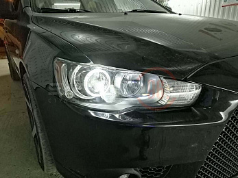 Замена ксеноновых линз на светодиодные линзы Mitsubishi Lancer 10 9
