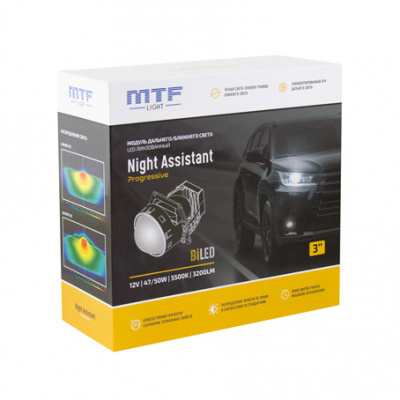Купить Комплект би-светодиодных линз (BI-Led) MTF Light Night Assistant LED 3″ Progressive | Svetodiod96.ru