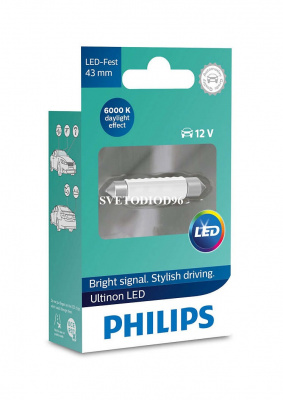 Купить Philips Ultinon LED (C5W, SV8,5-43/11, 11864ULWX1) 6000K | Svetodiod96.ru