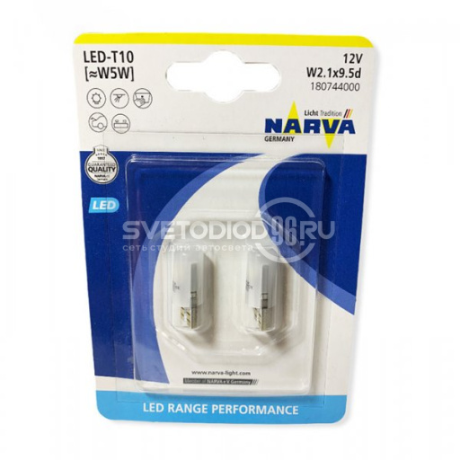 NARVA W5W (W2,1x9,5d) Range Performance LED 6000K 18074 (бл.2) - 0