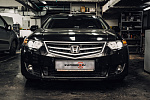 Замена би-светодиодных линз, шлифовка, полировка и бронирование фар на Honda Accord 8 поколения