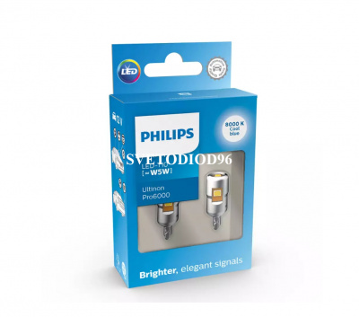 Купить Philips Ultinon Pro6000 (T10, 11961XU60X2) 8000K | Svetodiod96.ru