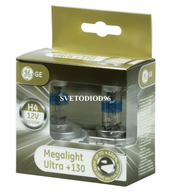 Купить General Electric H4 12V- 60/55W (P43t) Megalight Ultra +130% | Svetodiod96.ru