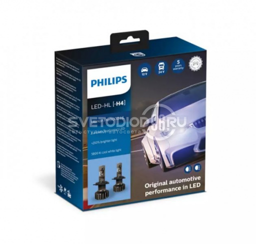 Светодиодная автомобильная лампа PHILIPS Ultinon Pro9000 HL LED (H4, 11342U90CWX2) - 0