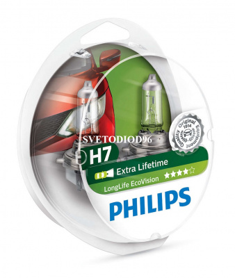 Купить PHILIPS LongLife Eco Vision (H7, 12972LLECOS2) | Svetodiod96.ru