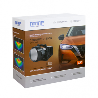 Купить Комплект би-светодиодных линз (BI-Led) MTF Light Dynamic Vision Compact LED 2.5″ дюйма | Svetodiod96.ru