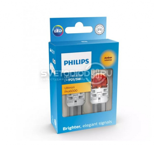 Philips Ultinon Pro6000 (P21/5W, 11499AU60X2) Amber - 0