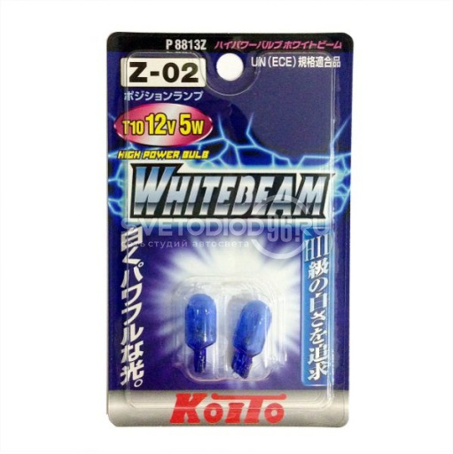 Лампа дополнительного освещения Koito W5W/T-10 12V-5W (3900K) P8813Z - 0