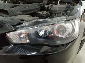 Замена ксеноновых линз на светодиодные линзы Mitsubishi Lancer 10 8
