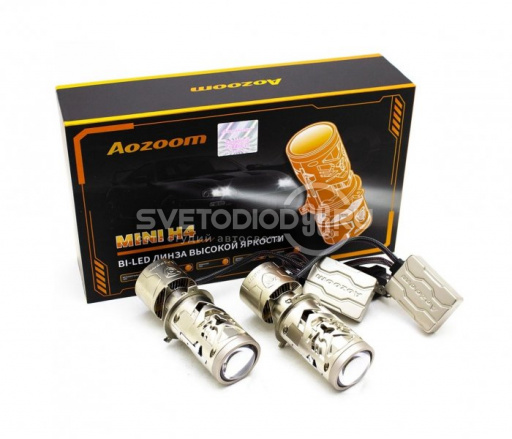 Комплект би-светодиодных линз (BI-Led) Aozoom H4 Mini 6000K, 12V, 50/80W - 0