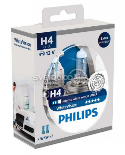 PHILIPS WHITE VISION (H4, 12342WHVSM) - 0